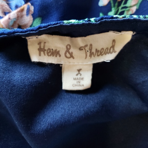 Hem & Thread Blue Floral Strappy Halter Dress LG - Picture 5 of 8